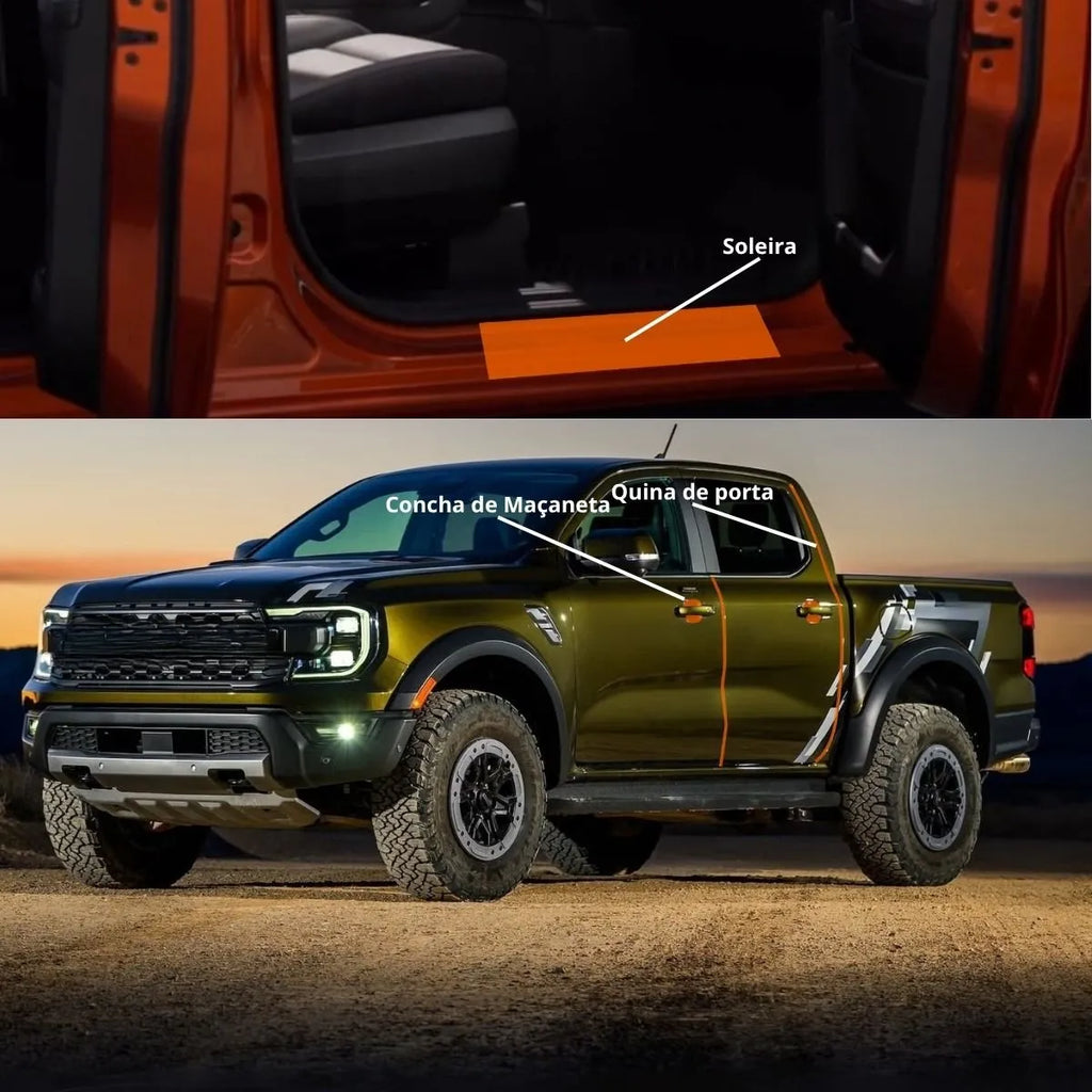Película PPF Proteção de Portas Ranger Raptor 2023 a 2026 – Garantia de 5 Anos
