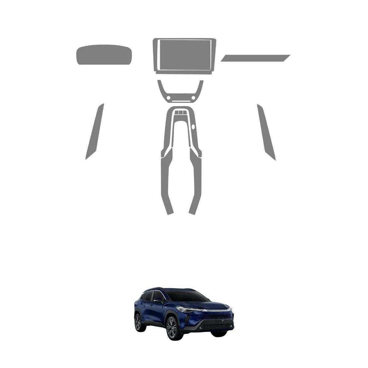 Película PPF Interior Completo Corolla Cross XRX Hybrid 2025 – Garantia de 5 Anos