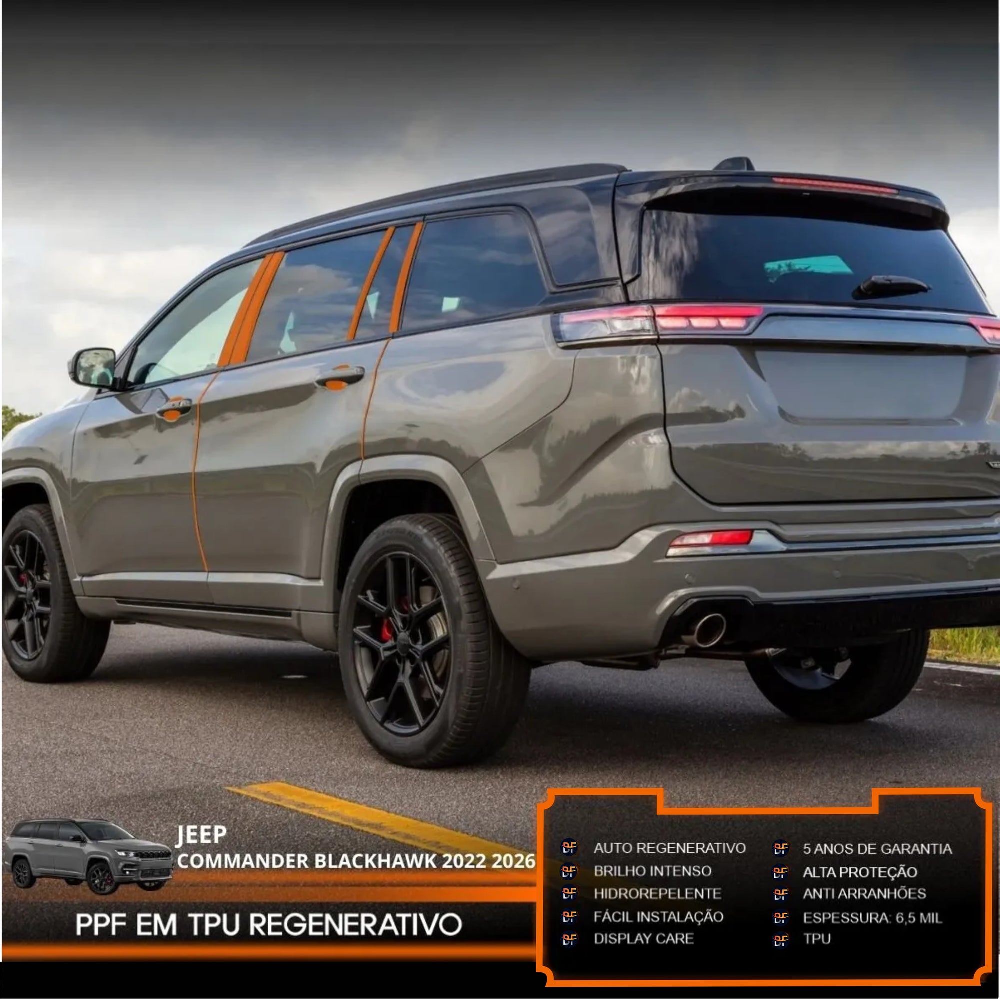 Película PPF Kit Proteção de Portas Commander Blackhawk Hurricane 2022 a 2026 – Garantia de 5 Anos