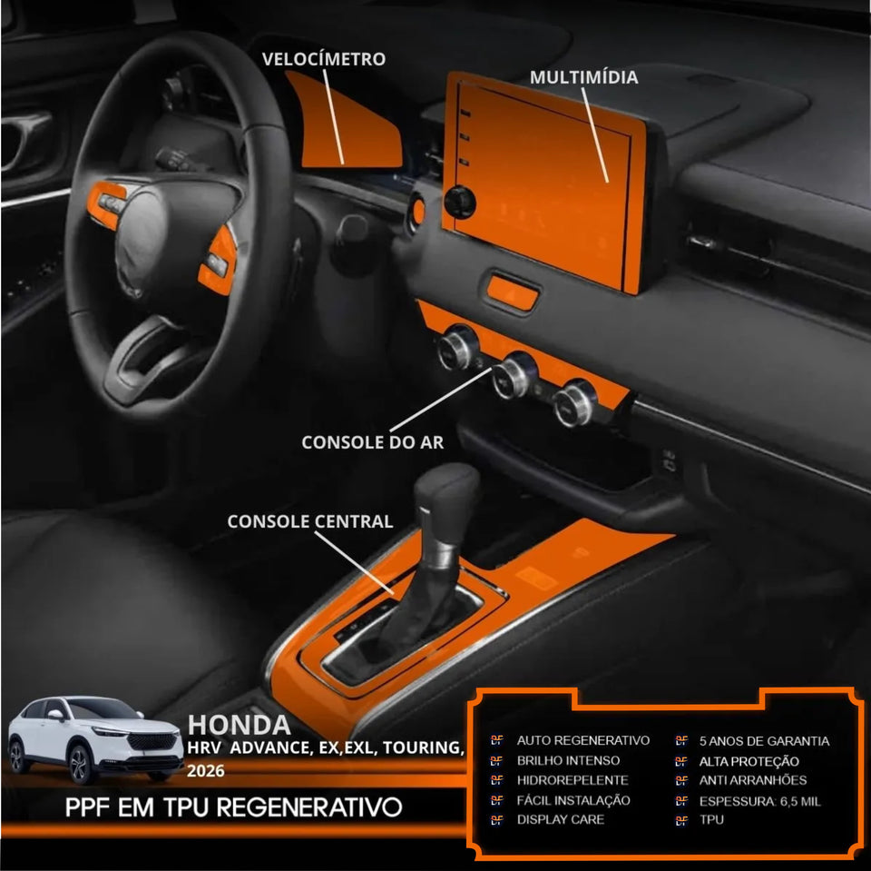 Película PPF Interior e Exterior Honda HR-V Advance 2023 a 2025 – Garantia de 5 Anos