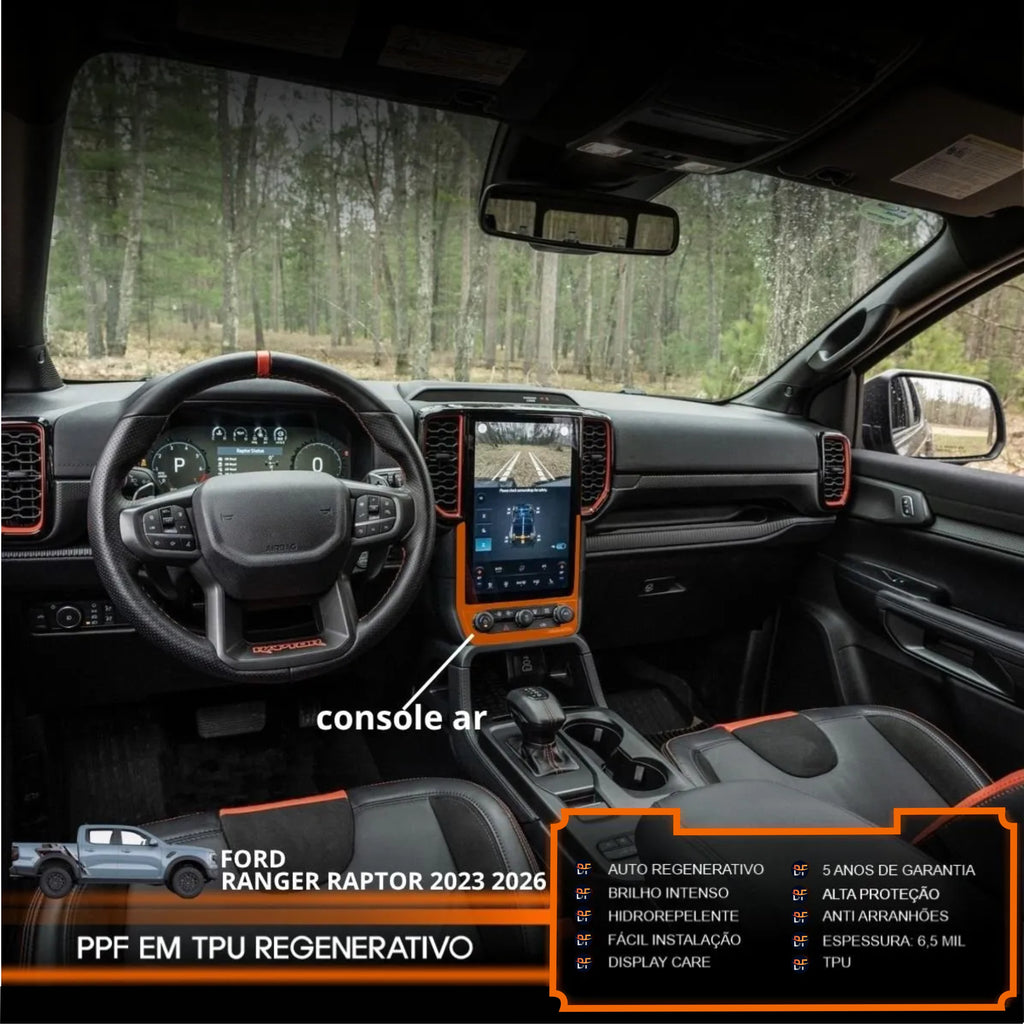 Película PPF Console do Ar Ranger Raptor 2023 a 2026 – Garantia de 5 Anos
