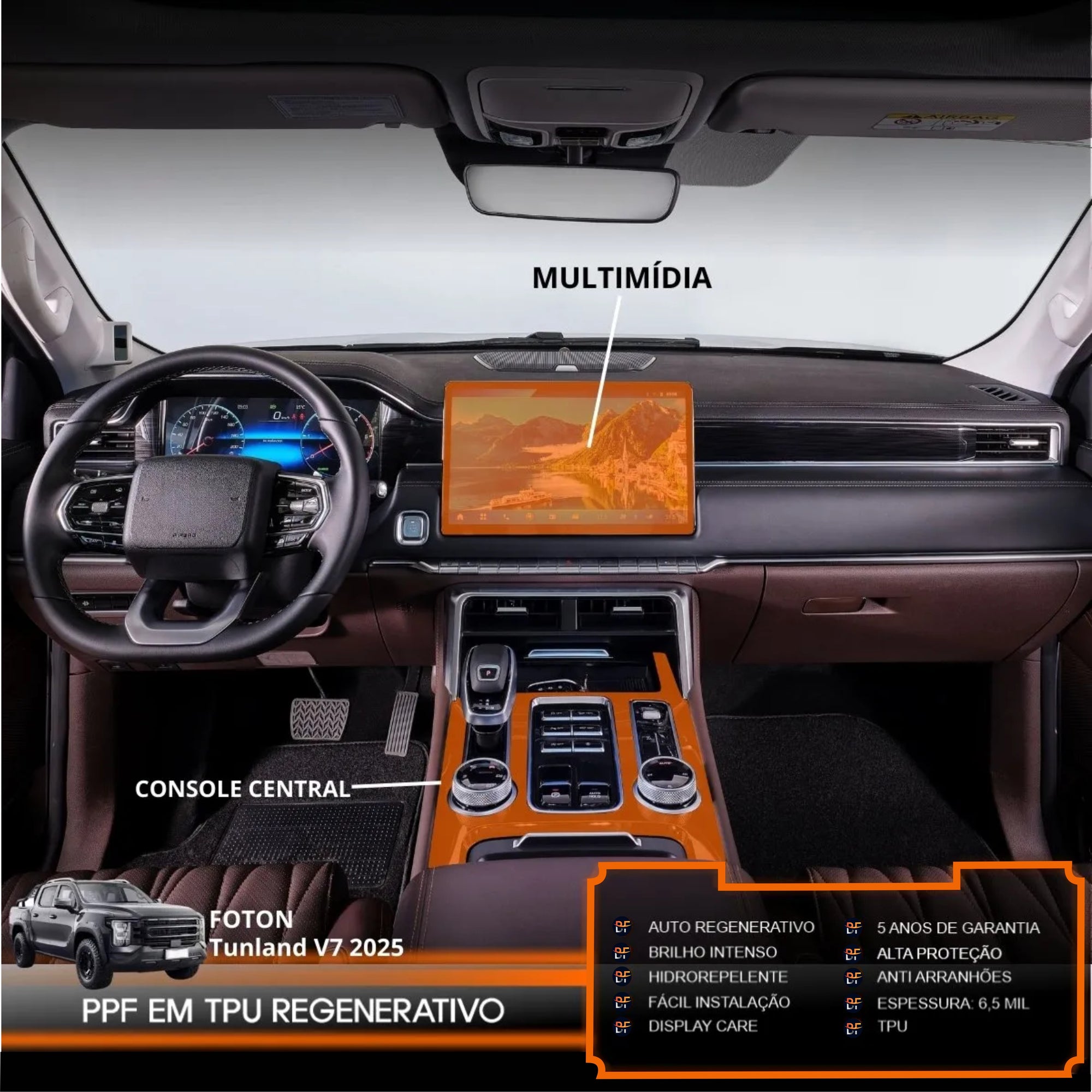 Película PPF Console Central Multimídia Foton Tunland V7 25