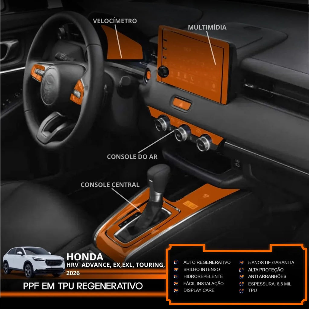 Película PPF Interior Completo Honda HR-V 2026 – Garantia de 5 Anos