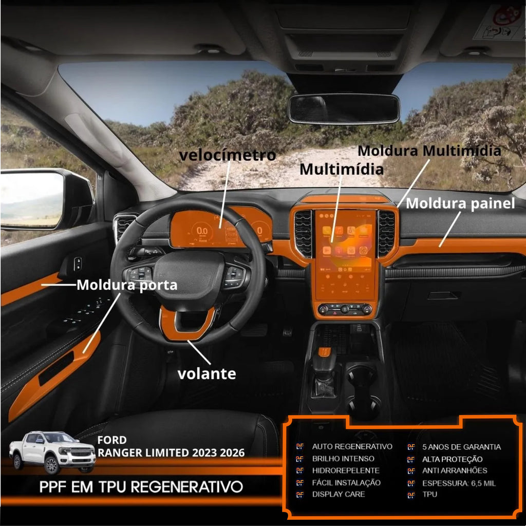 Película PPF Interior e Exterior Ranger Limited 2023 a 2026 – Garantia de 5 Anos