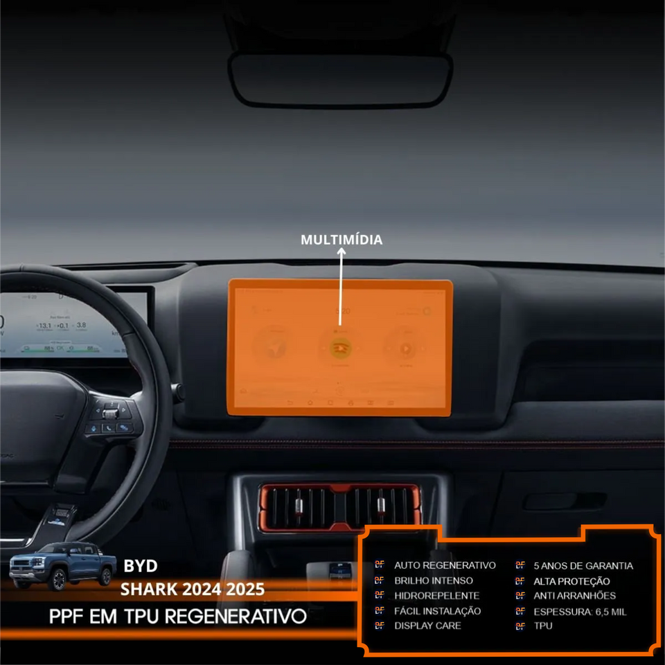 Película PPF Multimídia BYD Shark 2024 a 2025 – Garantia de 5 Anos