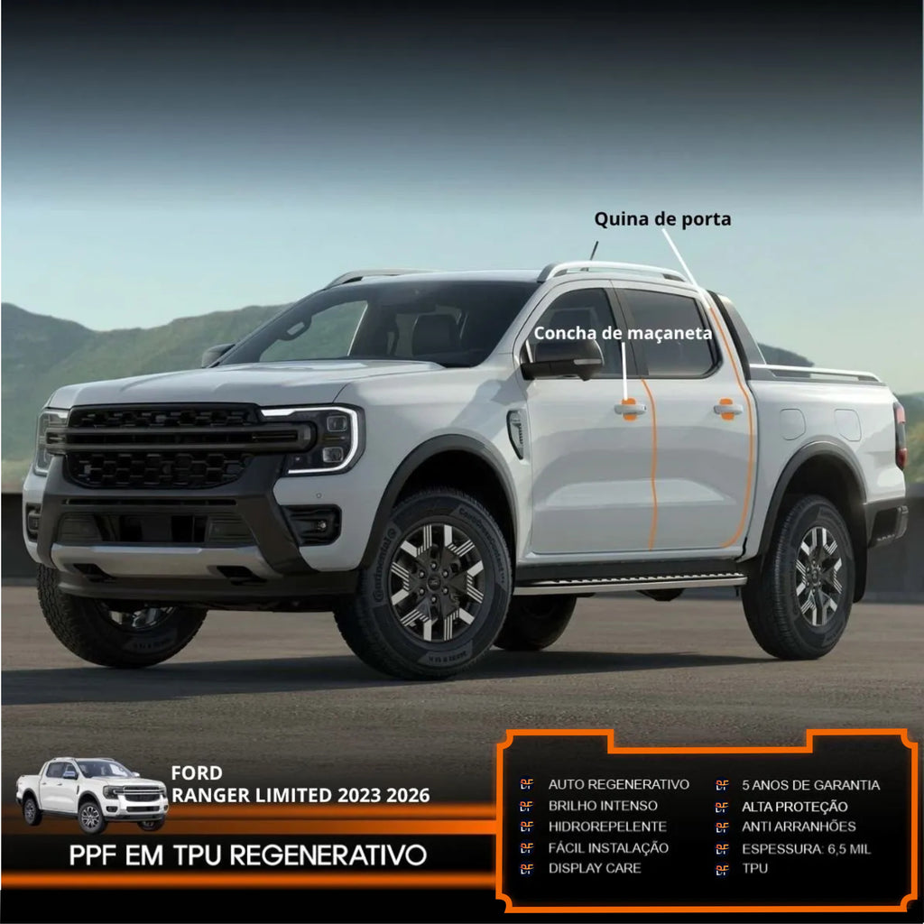 Película PPF Proteção de Portas Ranger Limited 2023 a 2026 – Garantia de 5 Anos