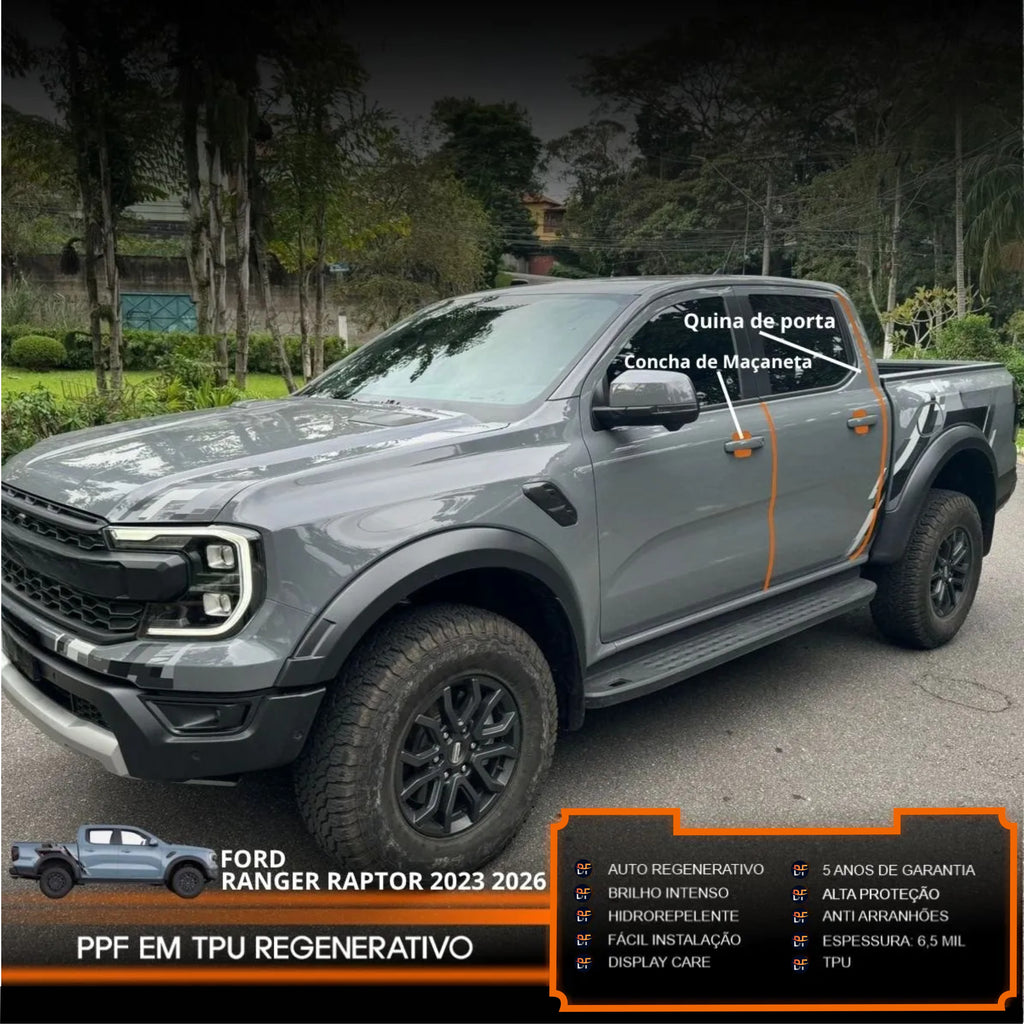 Película PPF Proteção de Portas Ranger Raptor 2023 a 2026 – Garantia de 5 Anos