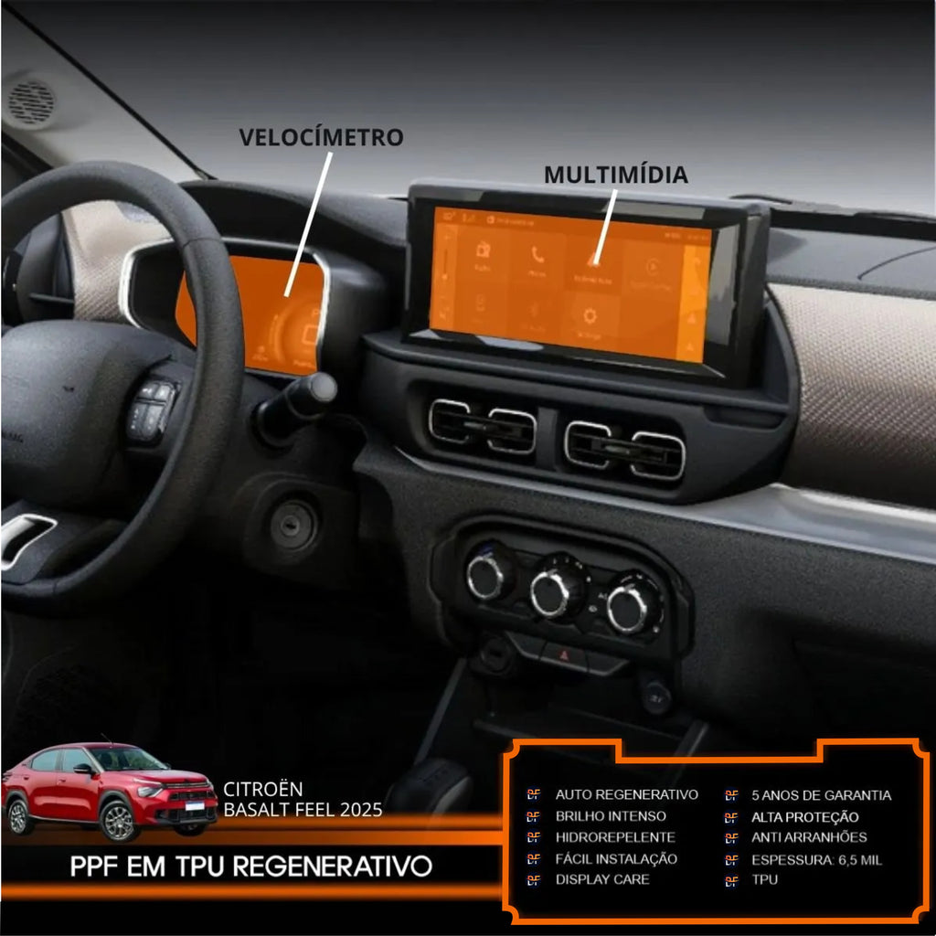 Película PPF Velocímetro Multimídia Basalt Feel 25