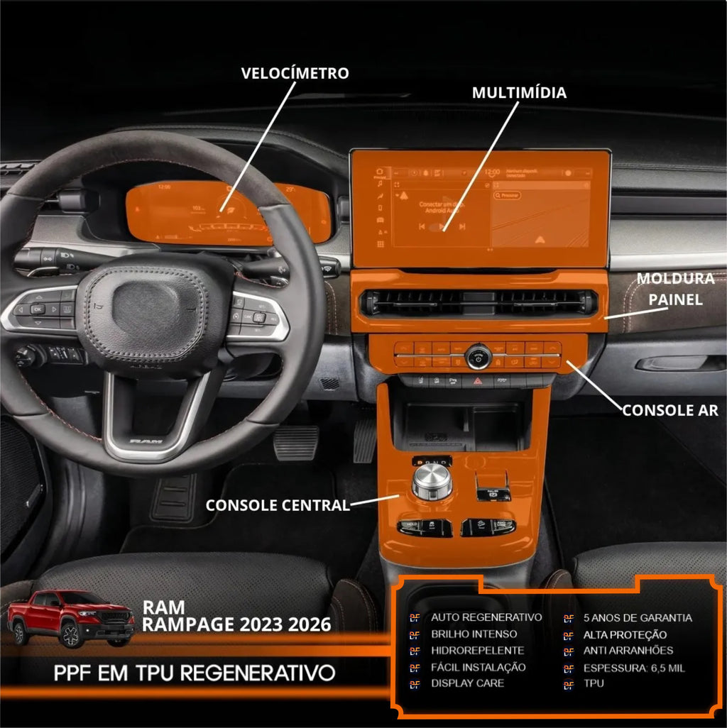 Película PPF Interno e Externo Rampage 2023 a 2026 – Proteção Premium com Garantia de 5 Anos
