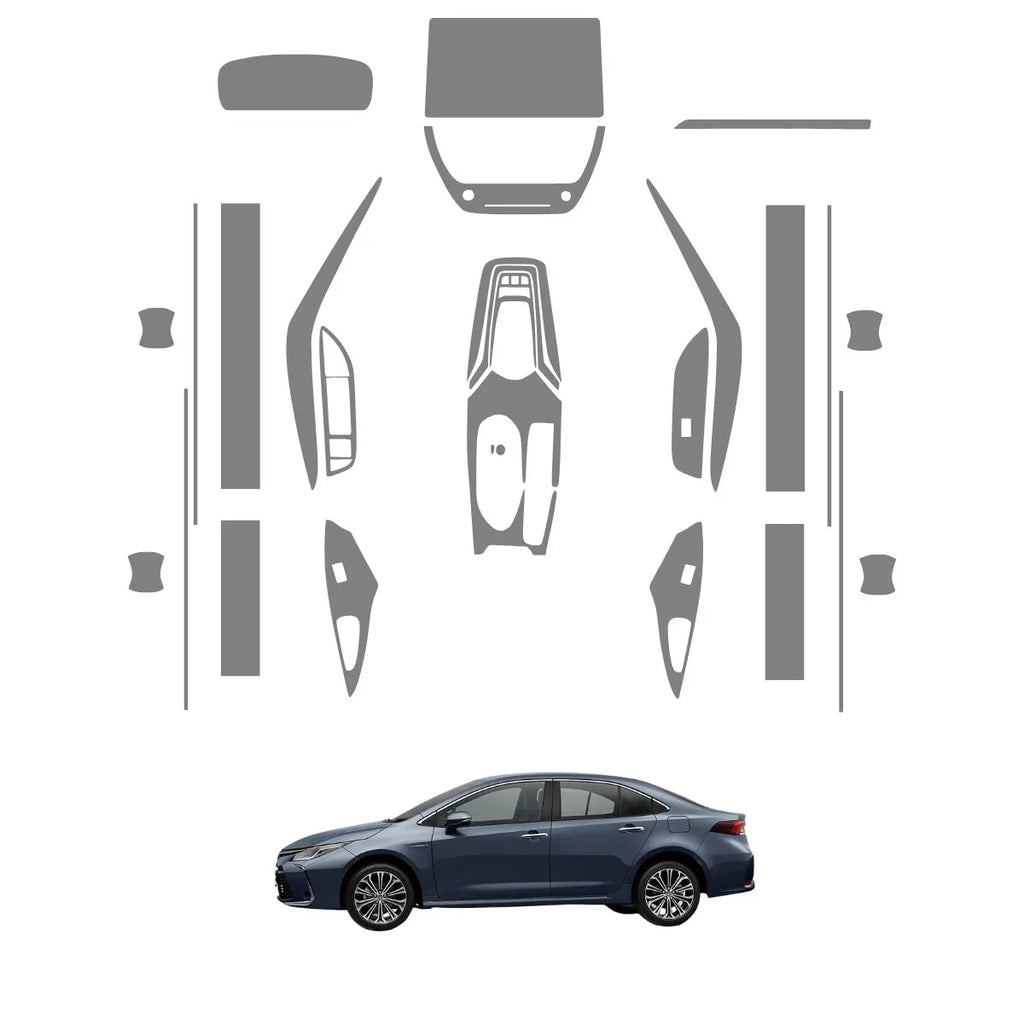 Película PPF Interior Corolla Altis 2026 – Multimídia, Console do Ar, Moldura da Porta, Console Central e Velocímetro | Garantia de 5 Anos