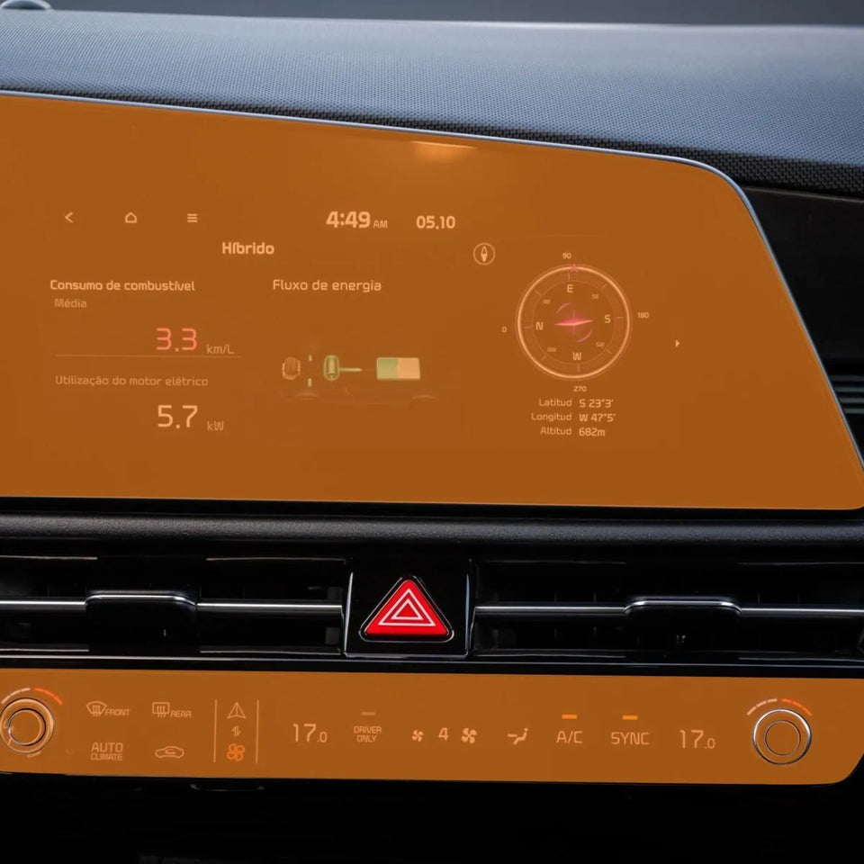 Película PPF Console do Ar, Velocímetro e Multimídia Kia Niro/Rio 2023 a 2025 – Garantia de 5 Anos