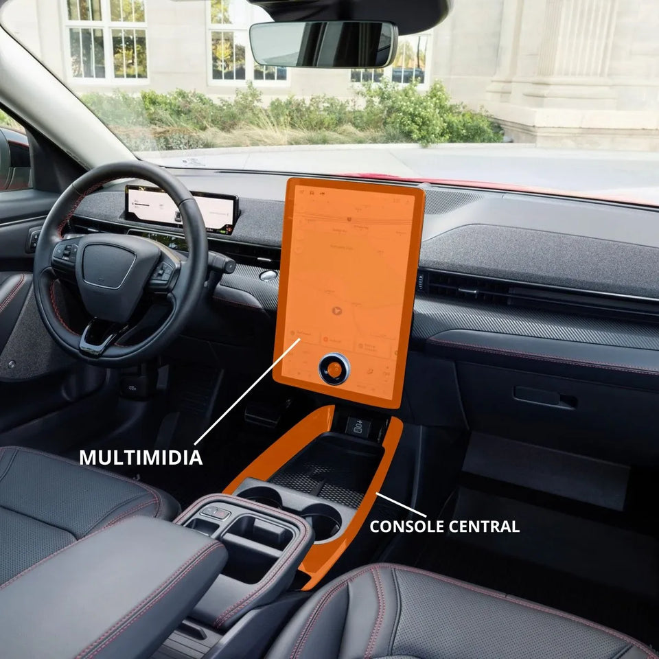 Película PPF Console Central e Multimídia Mustang Mach-E 2023 a 2025 – Garantia de 5 Anos