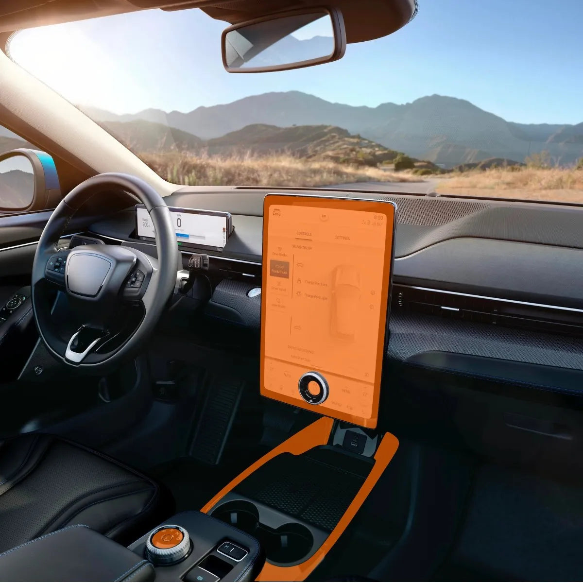Película PPF Console Central e Multimídia Mustang Mach-E 2023 a 2025 – Garantia de 5 Anos