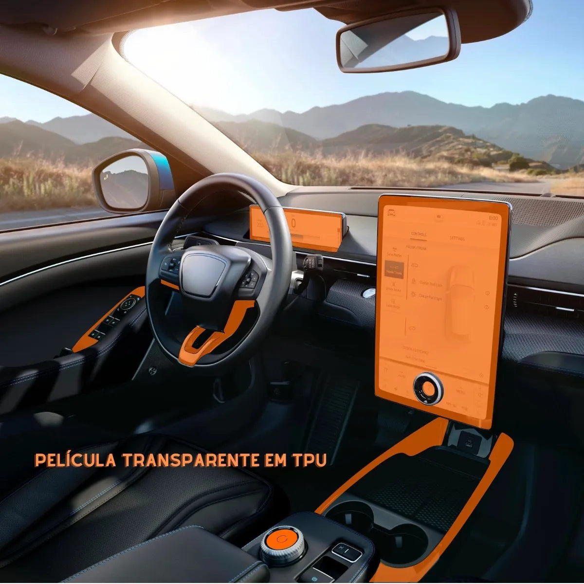 Película PPF Interior Completo Mustang Mach-E 2023 a 2025 – Garantia de 5 Anos