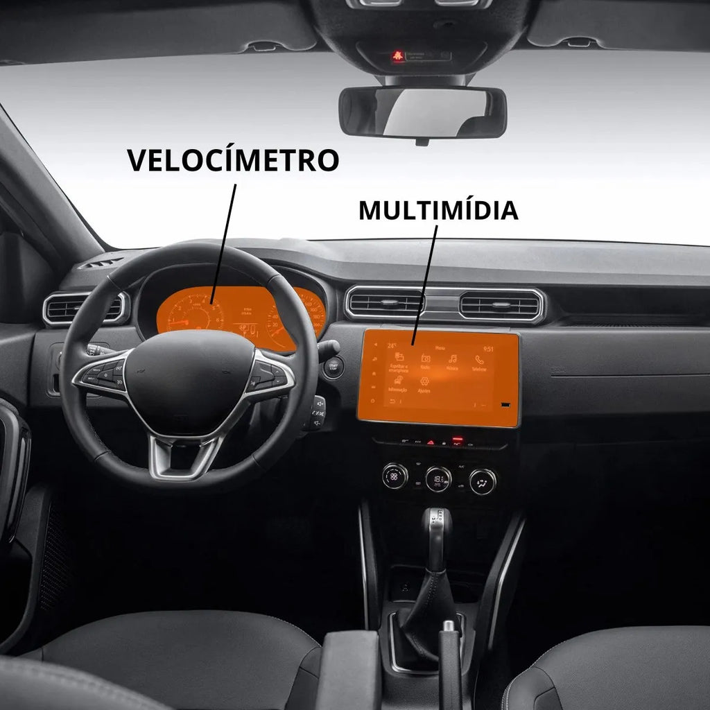 Película PPF Velocímetro e Multimídia Duster Intense Plus MT 2021 a 2025
