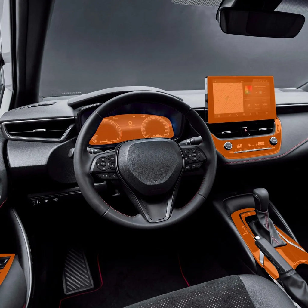 Película PPF Interior Corolla Altis 2026 – Multimídia, Console do Ar, Moldura da Porta, Console Central e Velocímetro | Garantia de 5 Anos
